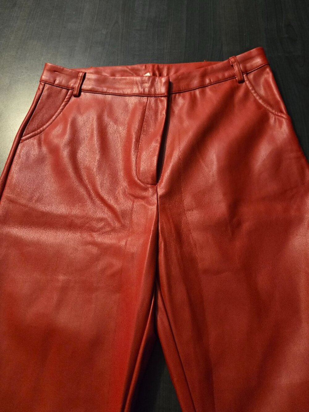 NWOT Red Faux Leather Pants Size Large 10-12 - Picture 7 of 10